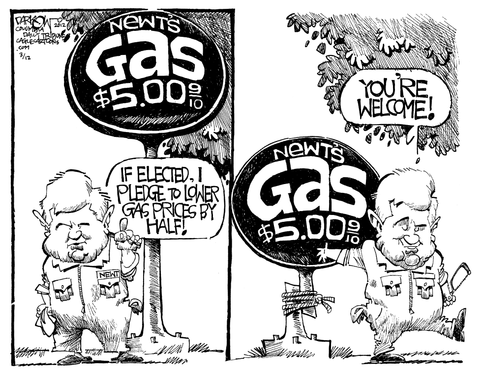 NEWT LOWERS GAS PRICES by John Darkow