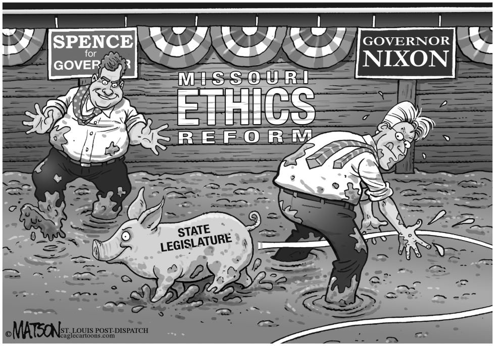 LOCAL MO-GOVERNOR NIXON AND CANDIDATE SPENCE EMBRACE ETHICS REFORM by R.J. Matson
