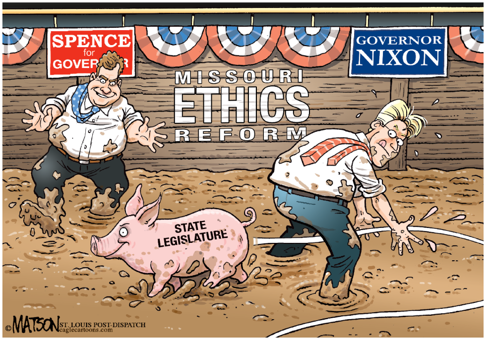 LOCAL MO-GOVERNOR NIXON AND CANDIDATE SPENCE EMBRACE ETHICS REFORM- by R.J. Matson