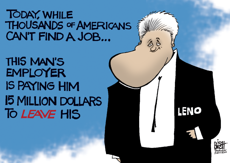 LENO LEAVES NBC,  by Randy Bish