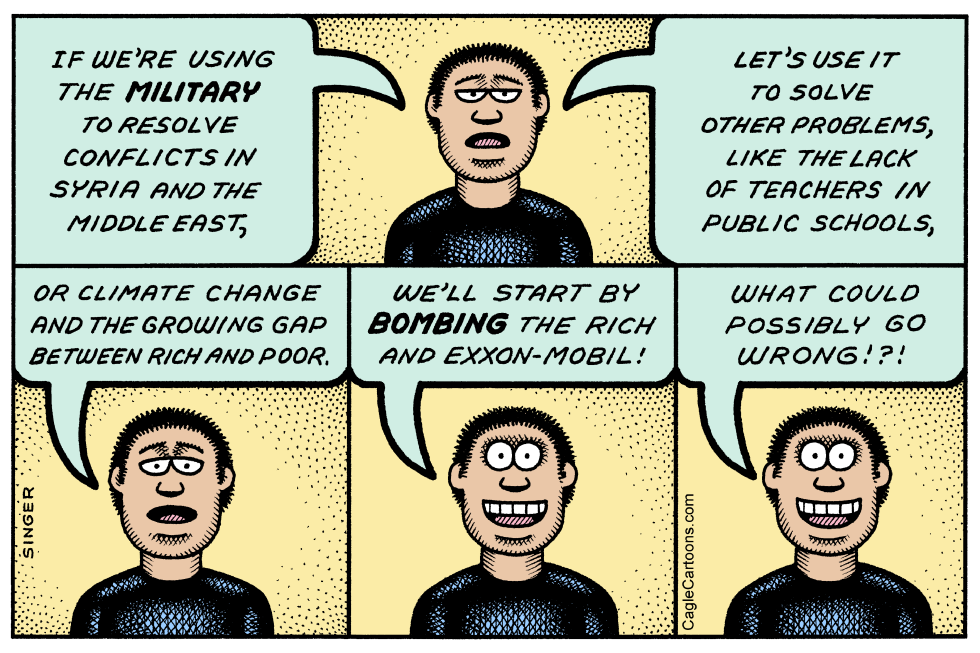 BOMB THE RICH HORIZONTAL  by Andy Singer