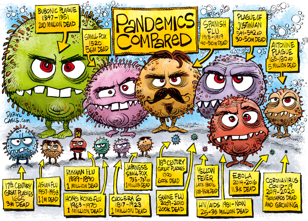 PANDEMICS COMPARED  by Daryl Cagle