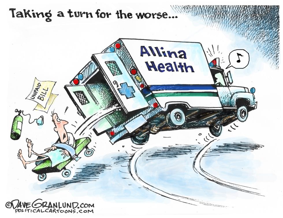 ALLINA HEALTH CUTS CARE by Dave Granlund