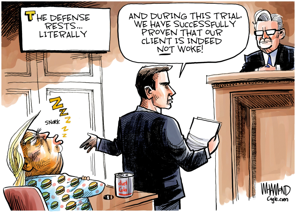 THE TRUMP DEFENSE RESTS by Dave Whamond