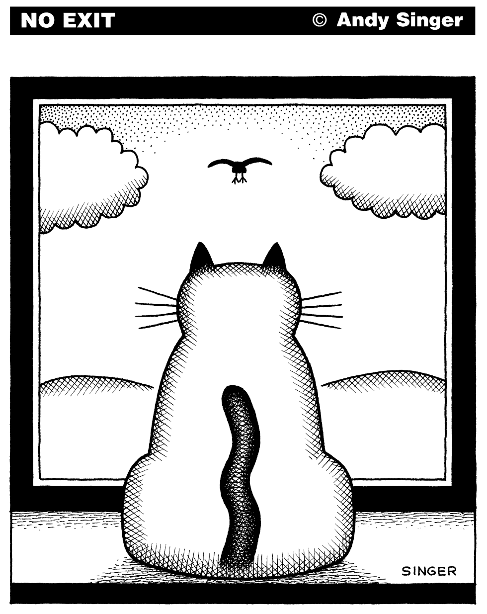 CAT AT WINDOW by Andy Singer