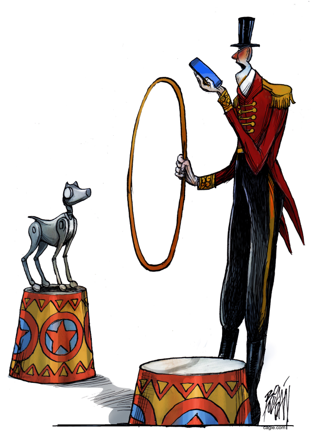 TECHNOLOGY AND CIRCUS by Angel Boligan, El Universal, Mexico City, www.caglecartoons.com