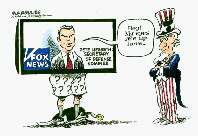 Pete Hegseth Defense Secretary Nominee by Jimmy Margulies, Politicalcartoons.com