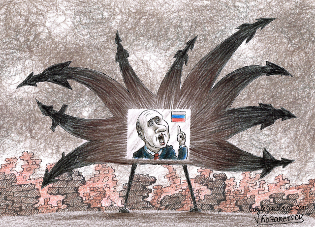 New threats from Putin by Vladimir Kazanevsky, Ukraine, PoliticalCartoons.com