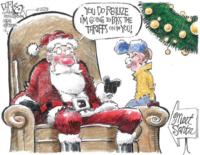 Santa passing on the tariffs by John Darkow, Columbia Missourian