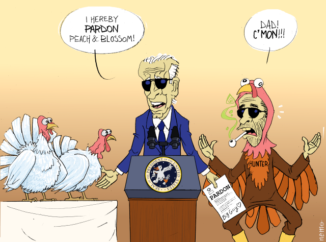 Pardoned Turkeys by NEMØ, Politicalcartoons.com