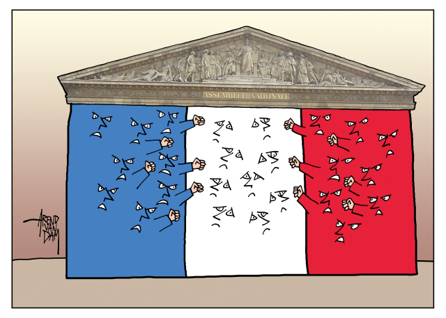 political crisis France by Arend van Dam, politicalcartoons.com