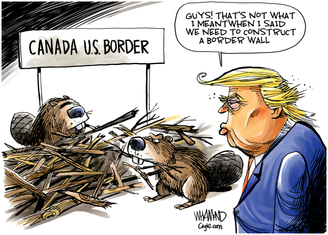 Canadian Border Wall by Dave Whamond, Canada, PoliticalCartoons.com