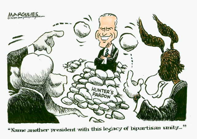 Biden Attacked by both sides over pardon by Jimmy Margulies, Politicalcartoons.com