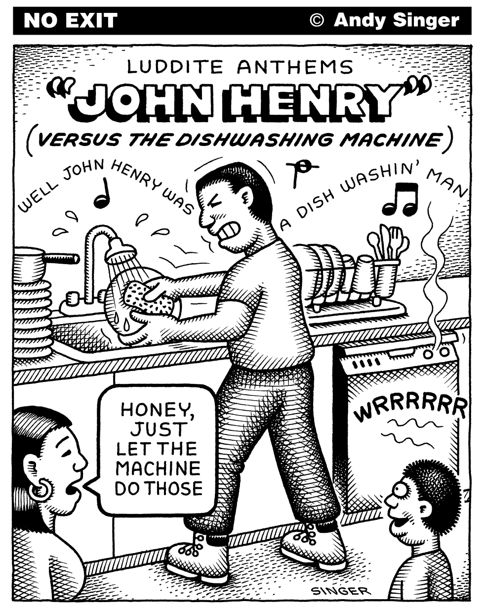 JOHN HENRY VERSUS DISHWASHING MACHINE by Andy Singer