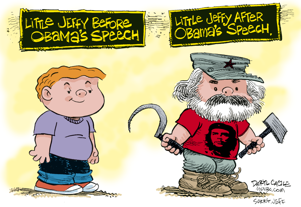 SOCIALIST OBAMA AND SCHOOLKIDS  by Daryl Cagle