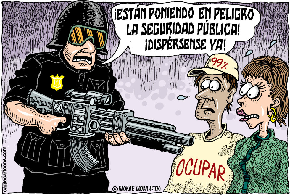  POLICIA APLASTA A LOS MANIFESTANTES DE LA PROTESTA OCUPAR  by Wolverton