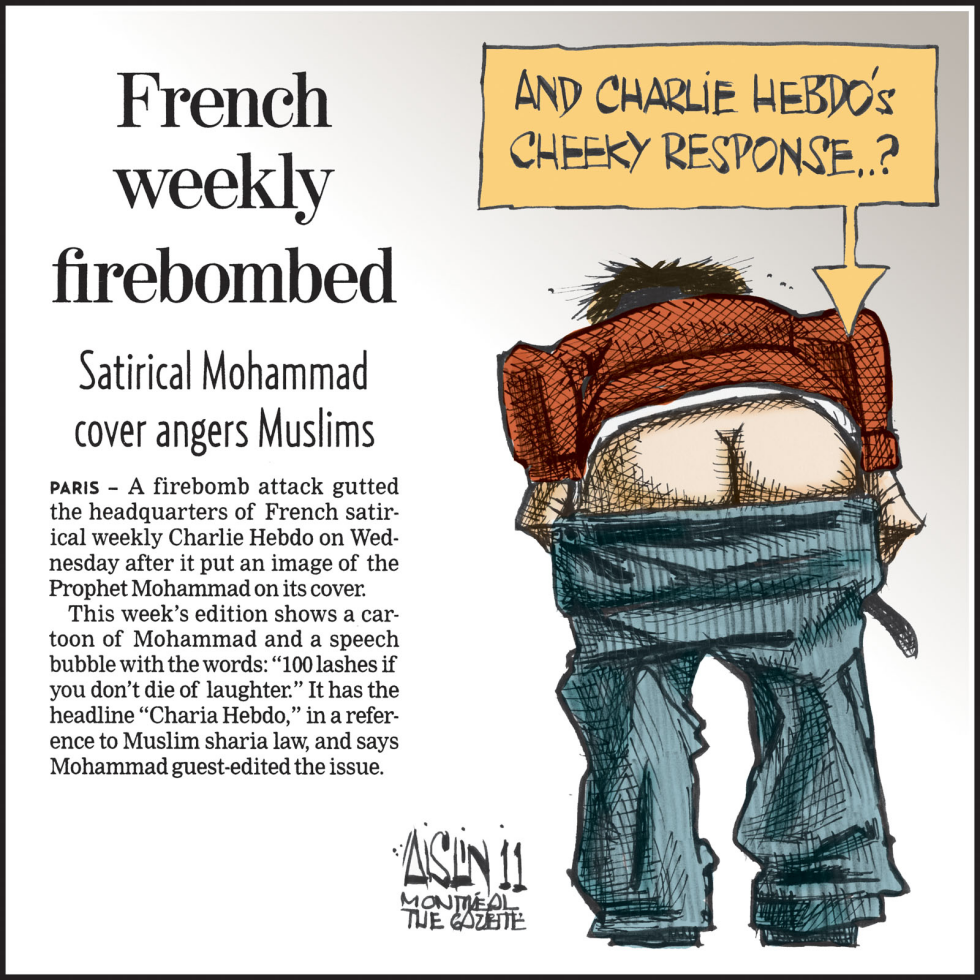  CHARLIE HEBDO FIREBOMBED by Aislin