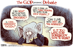 THE GOP INTERNAL DEBATE  by Rick McKee