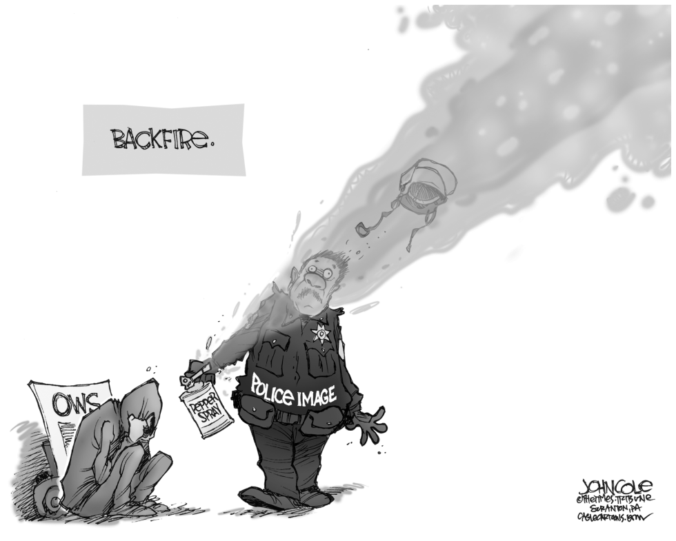 Pepper spray backfire BW