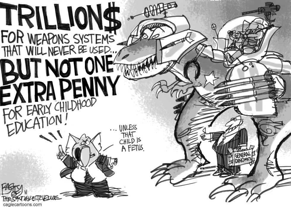  MILITARY INDUSTRIAL DINOSAUR by Pat Bagley