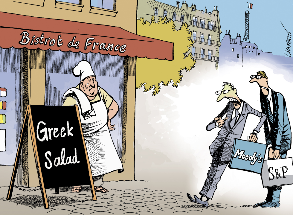  FRANCE MIGHT LOSE ITS TRIPLE A by Patrick Chappatte