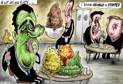 A LOT ON HIS PLATE by Brian Adcock