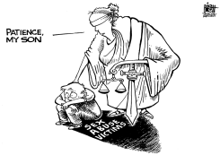 WAITING FOR JUSTICE, B/W by Randy Bish