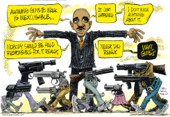 HOLDER AND WALKING GUNS  by Daryl Cagle