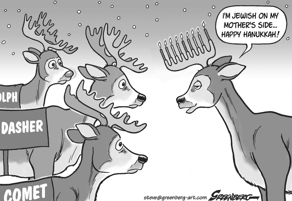 Hanukkah deer bw