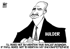 HOLDER BLAMES IT ON RACE, B/W by Randy Bish