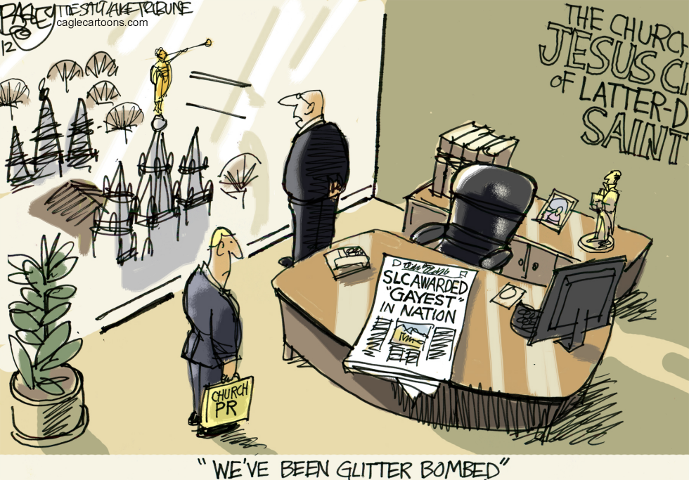  MORMONS GLITTER BOMBED by Pat Bagley