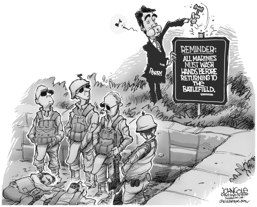 Rick Perry and Marines BW