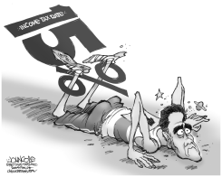 ROMNEY TAX RATE BW by John Cole