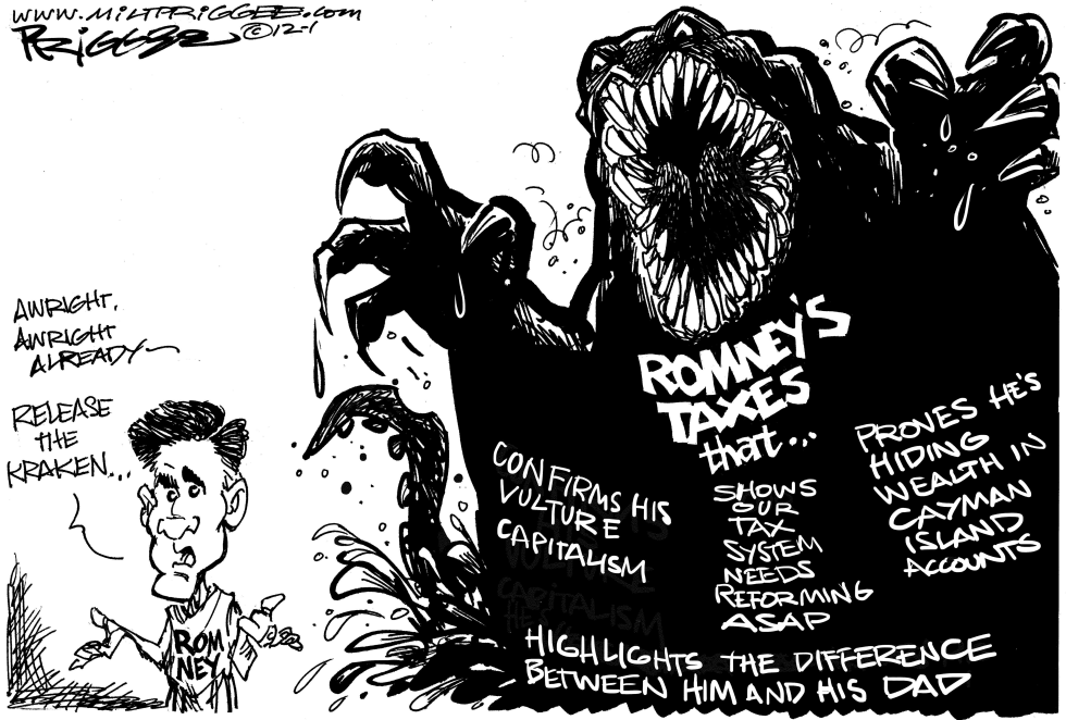  ROMNEYS TAXES by Milt Priggee