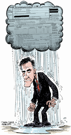 ROMNEY TAX CLOUD  by Daryl Cagle
