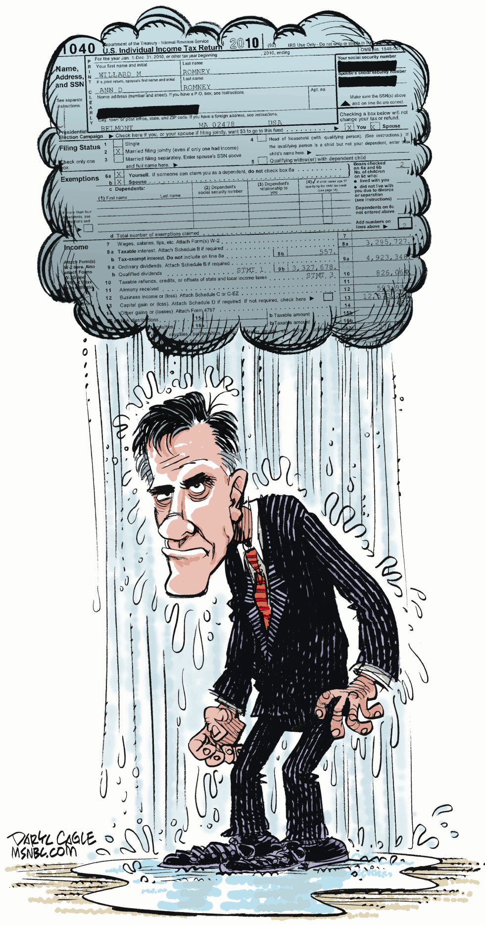  LA NUBE DE IMPUESTOS DE ROMNEY by Daryl Cagle