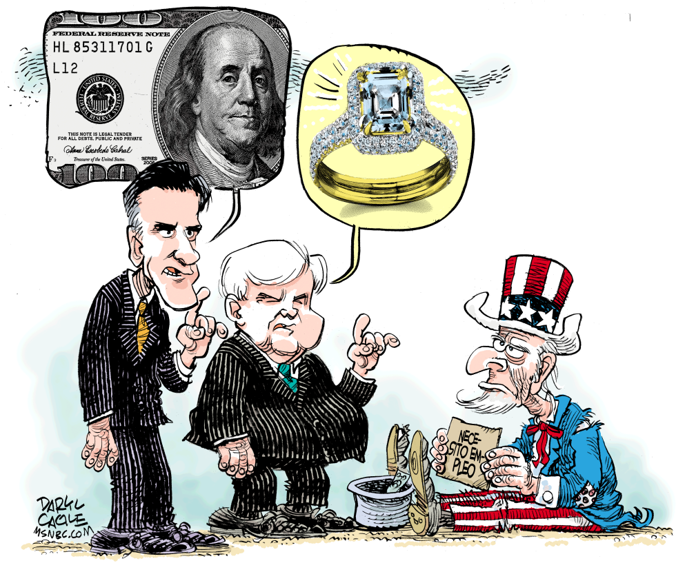  MITT, NEWT Y LOS EMPLEOS by Daryl Cagle