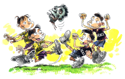 IRAQ SOCCER HEAD KIDS  by Daryl Cagle
