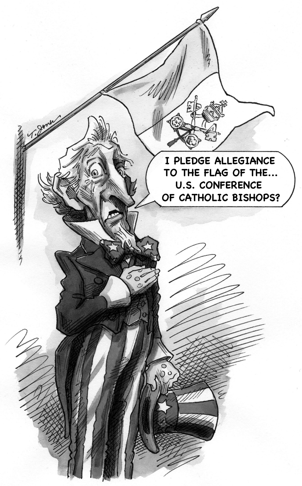 Uncle Sam ponders the Pledge