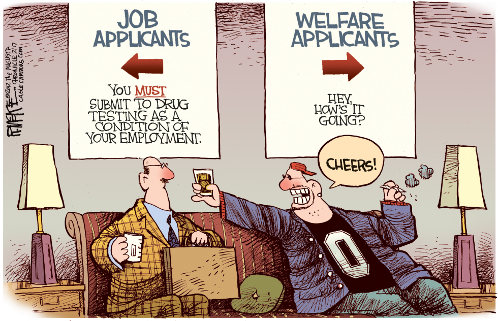  WELFARE DRUG TESTING by Rick McKee