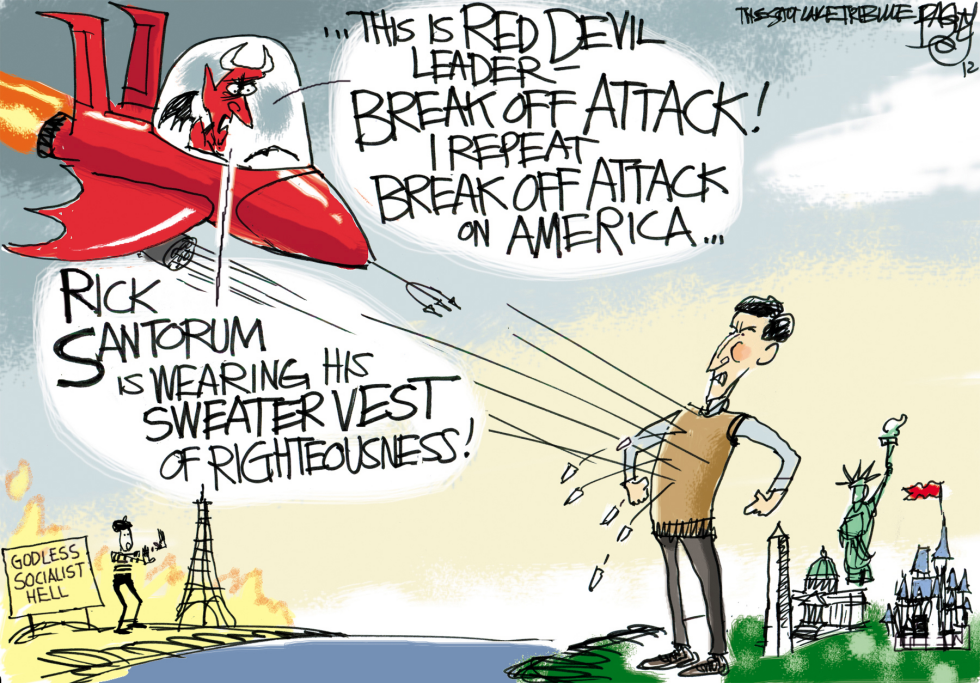  SATAN ATTACKS AMERICA by Pat Bagley