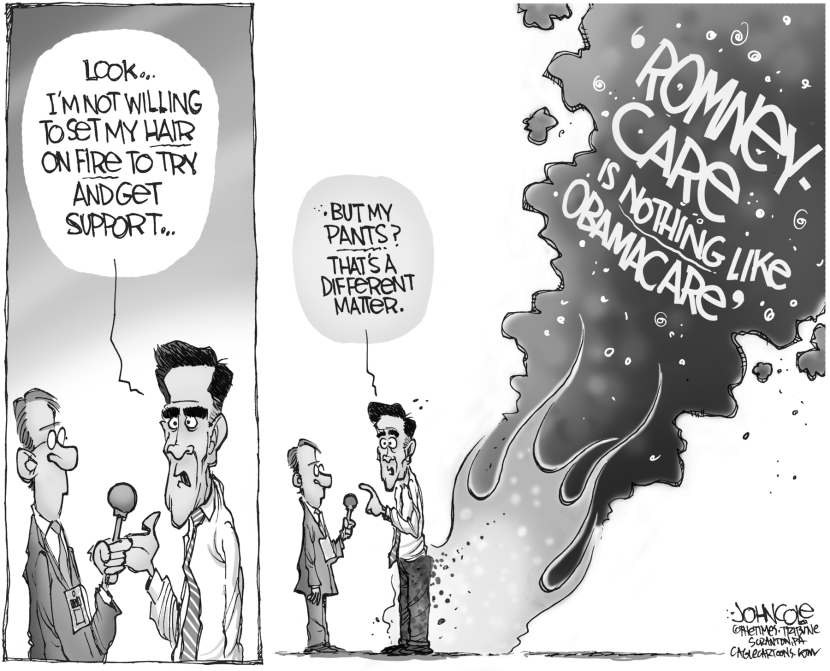 Romney pants on fire BW