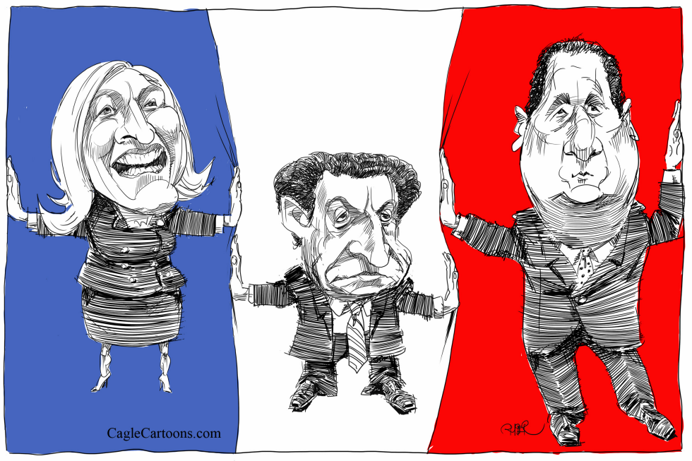  LE PEN, SARKOZY, HOLLANDE IN THE TRICOLOUR by Riber Hansson