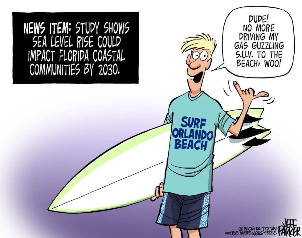 Florida Surfer Celebrates Sea Level Rise Bringing Beach to Orlando by
