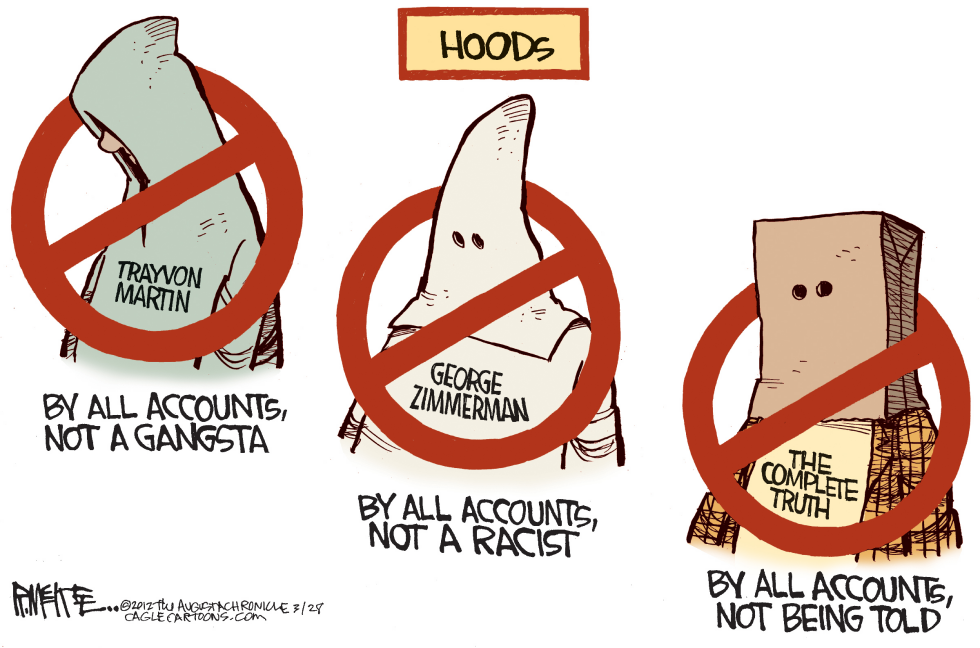  TRAYVON SHOOTING HOODS by Rick McKee