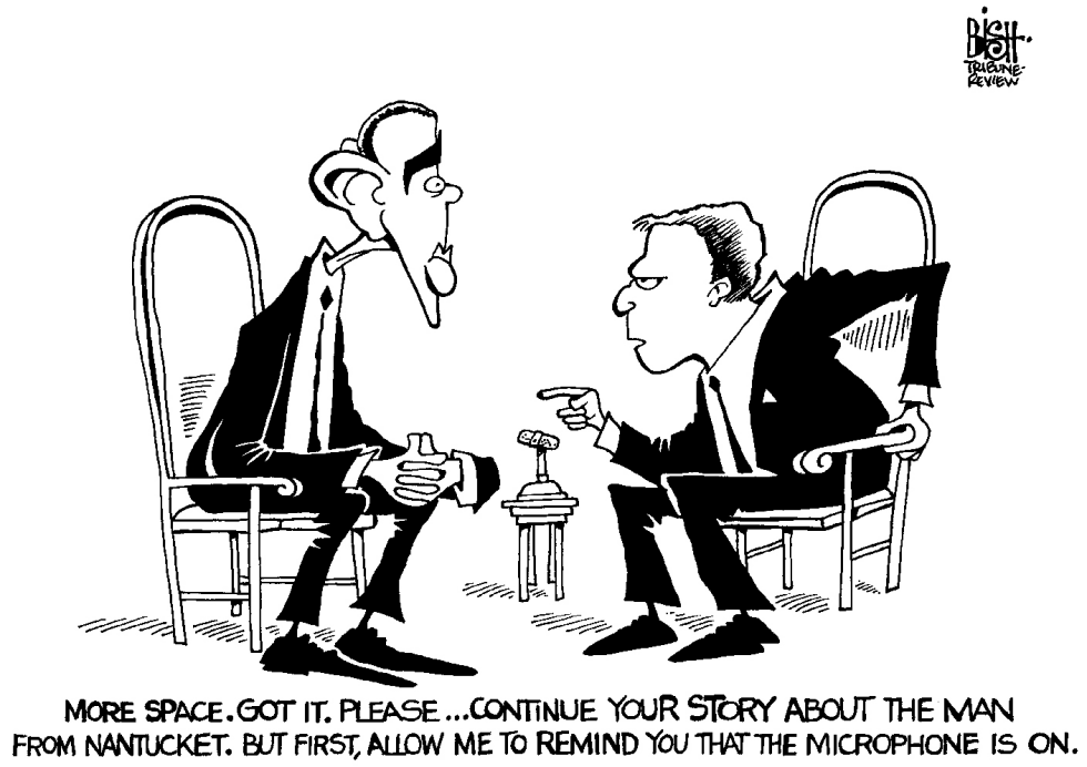 OBAMA AND OPEN MICROPHONES, B/W
