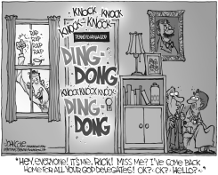 SANTORUM COMES HOME BW by John Cole