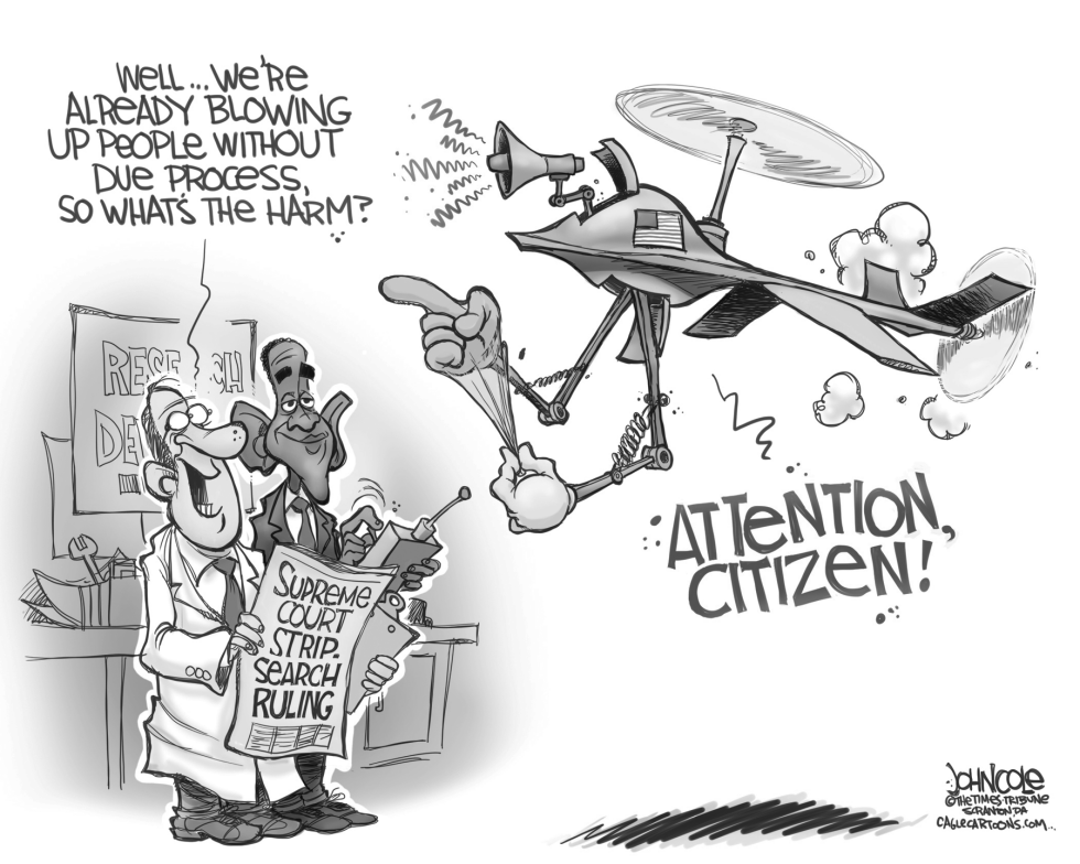 Strip-search drones BW