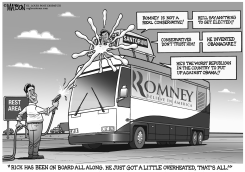 ROMNEY HOSES DOWN OVERHEATED SANTORUM by R.J. Matson