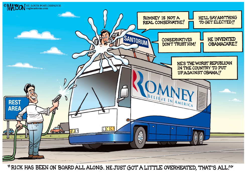 Romney Hoses Down Overheated Santorum-COLOR